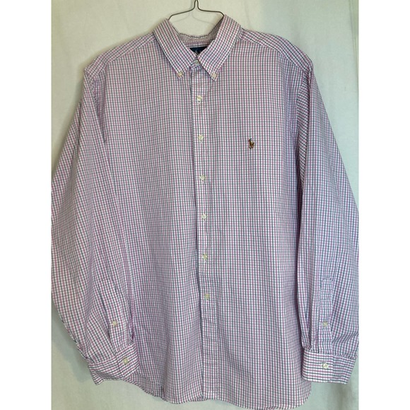 Polo Ralph Lauren Mens Long Sleeve Button Down Size 18 Classic Fit Pink‎ - Picture 1 of 8